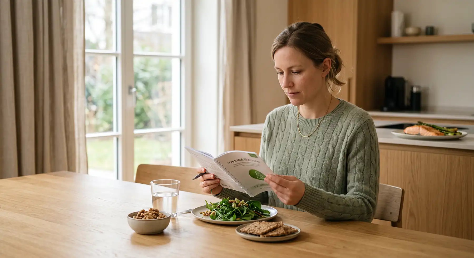 Frau informiert sich über DHA und Omega-3 in der Schwangerschaft